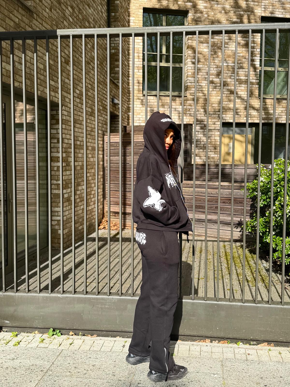 Noir Velouré Star Set Tracksuit - Black